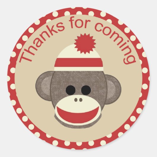 Boy Sock Monkey Rundaufkleber Runder Aufkleber (Vorderseite)