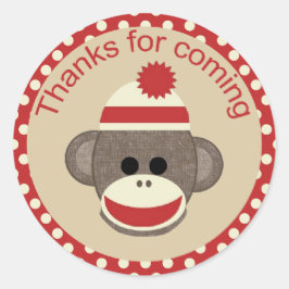 Boy Sock Monkey Rundaufkleber Runder Aufkleber