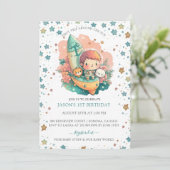 Boy Spaceship Erste Reise rund um die Sonne 1. Geb Einladung (Stehend Vorderseite)