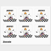 Boy Spooky Halloween Geburtstagsticker Quadratischer Aufkleber (Blatt)