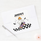 Boy Spooky Halloween Geburtstagsticker Quadratischer Aufkleber (Umschlag)
