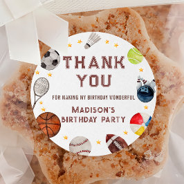 Boy Sports Ball Kindergeburtstag Vielen Dank Runder Aufkleber