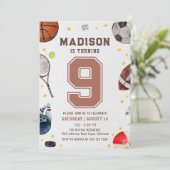 Boy Sports Kindergeburtstag Einladung (Stehend Vorderseite)