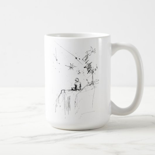 Boy Stargazing Cliff Elegante Kaffeetasse (Rechts)