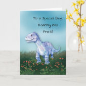 Boy Starting Pre-K Dinosaurier Karte (Gelbe Blume)