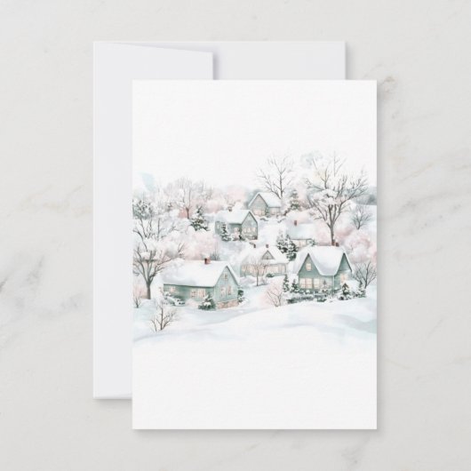 Boy Stork Es nimmt ein Village Winter Baby Dusche Dankeskarte (Rückseite)