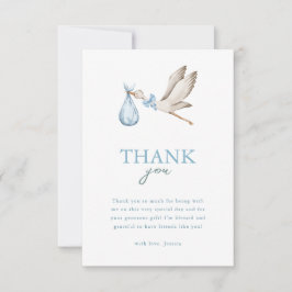 Boy Stork Es nimmt ein Village Winter Baby Dusche Dankeskarte