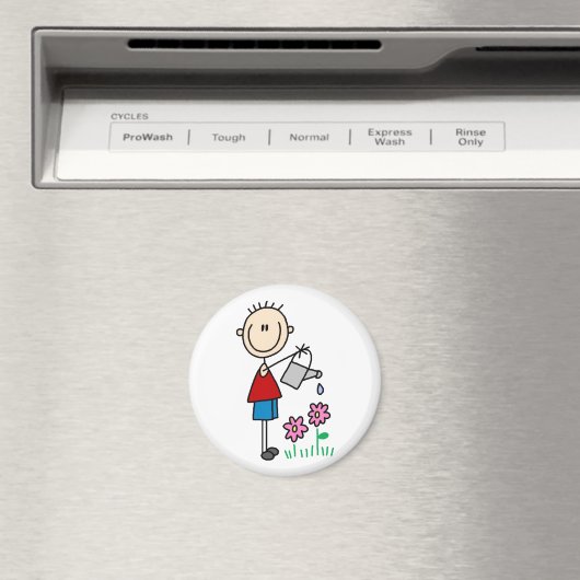 Boy Strichmännchen Watering Blume Magnet (In Situ (Geschirrspüler))