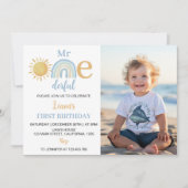 Boy Sunshine Rainbow Birthday Foto Einladung (Vorderseite)