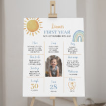 Boy Sunshine Rainbow Birthday Milestone Poster