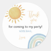 Boy Sunshine Rainbow Birthday Sticker Labels (Vorderseite)