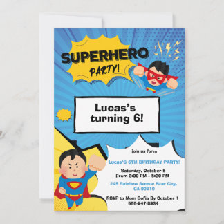 Boy Superhero Birthday Invitation Einladung