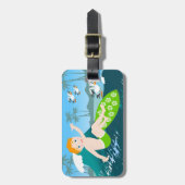Boy surft große Welle Geburtstagsparty Gepäckanhänger (Vorderseite vertikal)