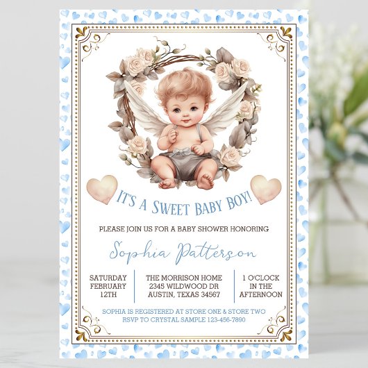 Boy Sweet Valentine Cherub Baby Dusche Einladung