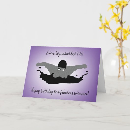 Boy Swimmer Geburtstagskarte Karte (Gelbe Blume)