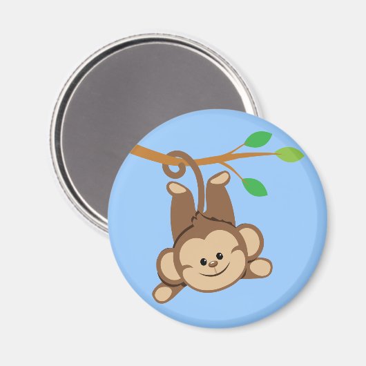 Boy Swinging Monkey Magnet (Vorderseite/Rückseite)