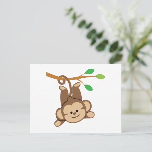 Boy Swinging Monkey Postkarte (Stehend Vorderseite)
