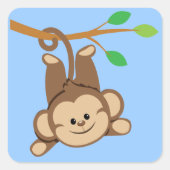 Boy Swinging Monkey Quadratischer Aufkleber (Vorderseite)