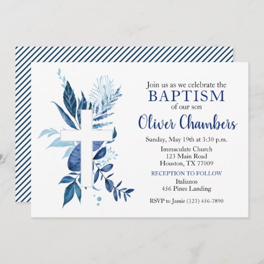 Boy-Taufe der Marine Einladung (Vorne/Hinten)