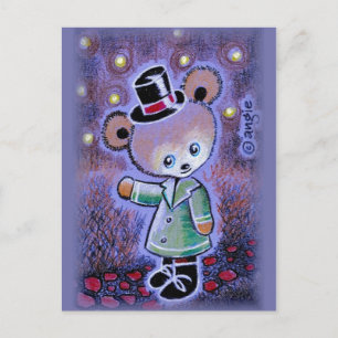 Boy Teddy Bär in Top Hat Postkarte
