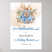 Boy Teddy Bär Pampas Gras Baby Dusche Empfang Poster (Vorne)