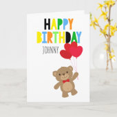 Boy Teddy Bar Personalisiert Happy Birthday Karte (Gelbe Blume)