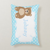 Boy Teddy Bear and Hearts Dekokissen (Vorderseite(Vertikal))