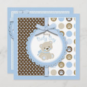 Boy Teddy Bear Baby Dusche Einladung Platz (Vorne/Hinten)