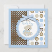 Boy Teddy Bear Baby Dusche Einladung Platz (Vorderseite)