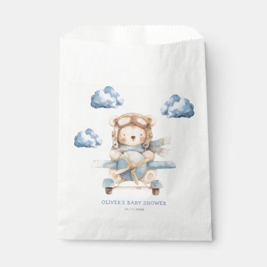 Boy Teddy Bear Baby Dusche Geschenktütchen (Vorderseite)