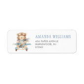 Boy Teddy Bear Baby Dusche Rücksendeadresse Etiket (Vorne)