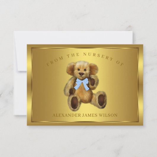 Boy Teddy Bear Baby Dusche Vielen Dank Karten (Vorderseite)