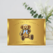 Boy Teddy Bear Baby Dusche Vielen Dank Karten (Stehend Vorderseite)