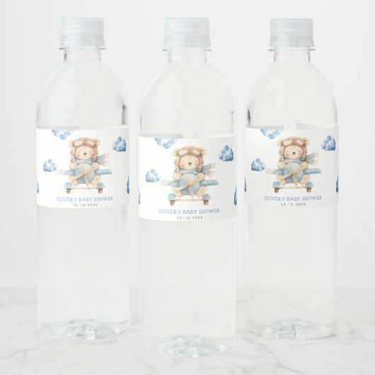 Boy Teddy Bear Baby Dusche Wasserflaschenetikett (Flaschen)