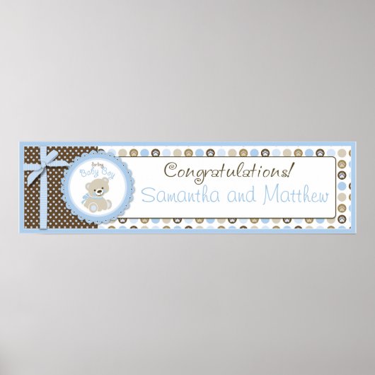 Boy Teddy Bear Baby Shower Banner Boy Poster (Vorne)