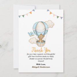 Boy Teddy Bear Baby Shower Thank You Flat Cards Dankeskarte