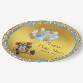 Boy Teddy Bear Balloon Babydusche Teller (Schrägansicht)