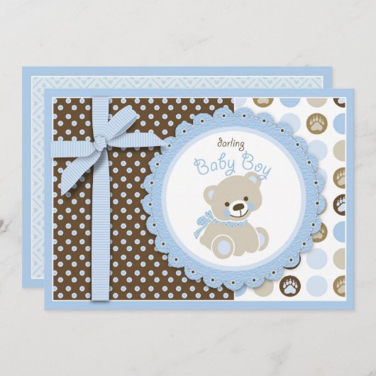 Boy Teddy Bear Blank Card (Vorne/Hinten)
