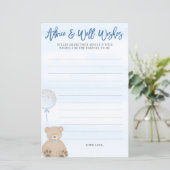 Boy Teddy Bear Blue Balloon Baby Addon Card (Stehend Vorderseite)