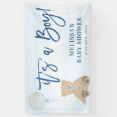 Boy Teddy Bear Blue Balloon Baby Dusche Banner (Vertikal)