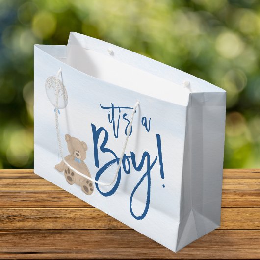 Boy Teddy Bear Blue Balloon Baby Dusche Große Geschenktüte