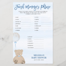 Boy Teddy Bear Blue Balloon beenden Mommy's Phrase
