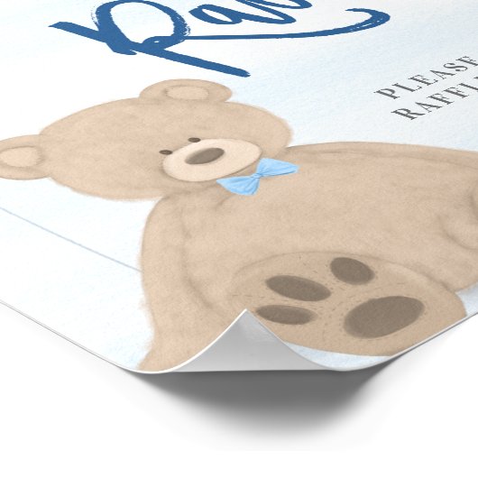 Boy Teddy Bear Blue Balloon Windler Raffle Sign Poster (Ecke)