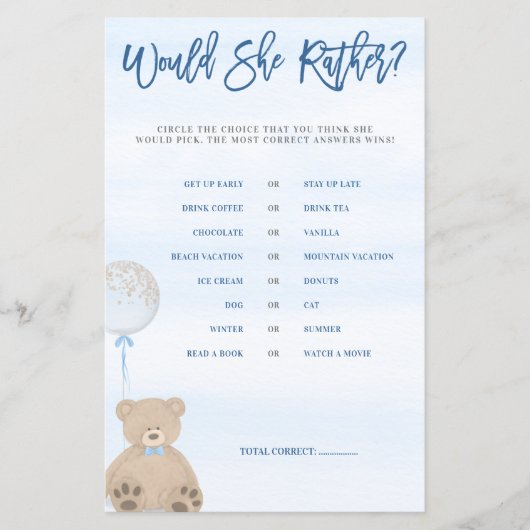 Boy Teddy Bear Blue Balloon würde sie eher spielen (Vorderseite)