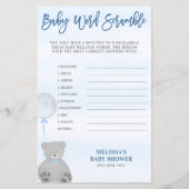 Boy Teddy Bear Blue Gray Balloon Word Scramble (Vorderseite)