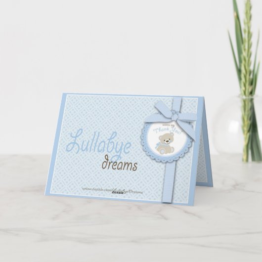 Boy Teddy Bear Danke Karte (Rückseite)