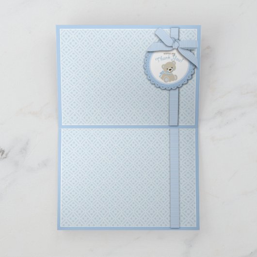 Boy Teddy Bear Danke Karte (Innenseite)