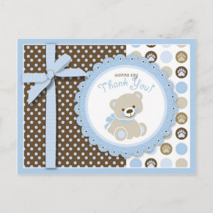 Boy Teddy Bear Danke, Postcard Postkarte