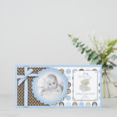 Boy Teddy Bear Foto Card Ankündigung (Stehend Vorderseite)