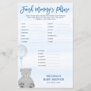 Boy Teddy Bear Gray Balloon beenden Mommy's Phrase